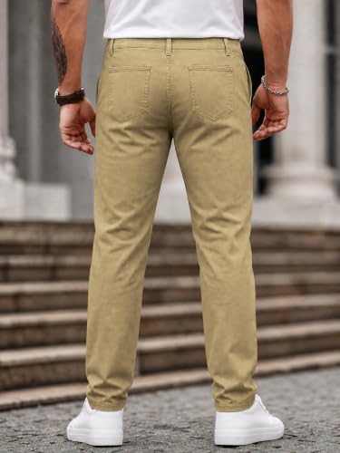 Image of HUNGSON Mens Chinos Dress Pants Slim Fit Stretch Business Casual Golf Work Slacks Trousers