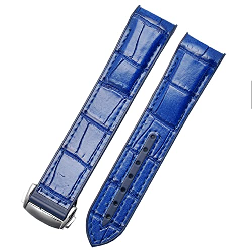 Bracelet silicone style cuir 20mm bleu argent pour O-Mega S-Eamaster 007