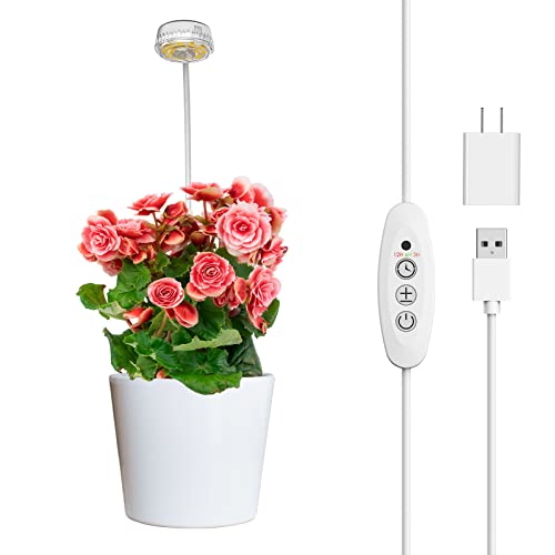 Sansi Grow Lights For Indoor Plants, Pot Clip Led Plant Light For Growing, Full Spectrum, Plant Growing Lamp With 4-Level Dimmable, Auto On Off 3 6 12 Hrs Timer For Succulents, Small Plant, White, 5V #TOP6