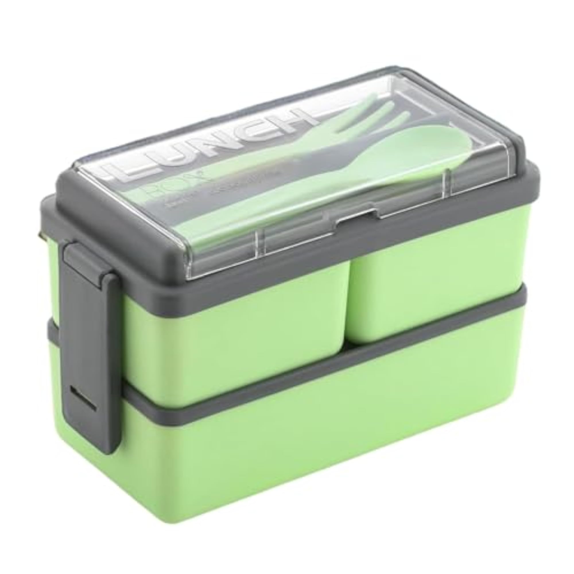 Pack of 2 Rectangular 1500ml Lunch Box with Spoon & Fork