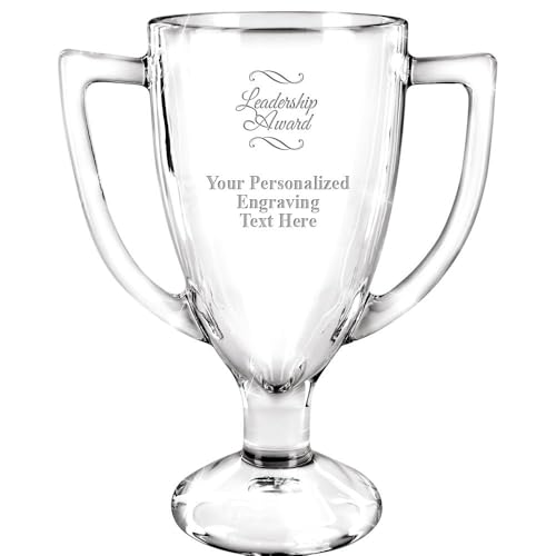 Image of Crown Awards 7 inch Custom Engraved Cup Trophy, Personalized Glass Cup Award with Your Text