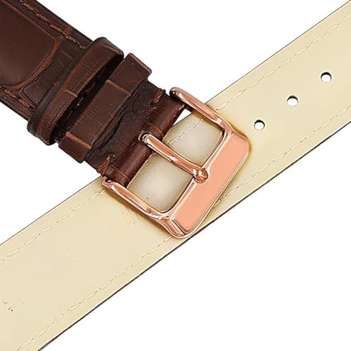 Image of 18mm 20mm 22mm 24mm 26mm 28mm 30mm 32mm Genuine Leather Black Brown Light Brown Blue Silver Rose Yellow Golden Silver Buckle Clasp Watch Band Strap for Men and Women