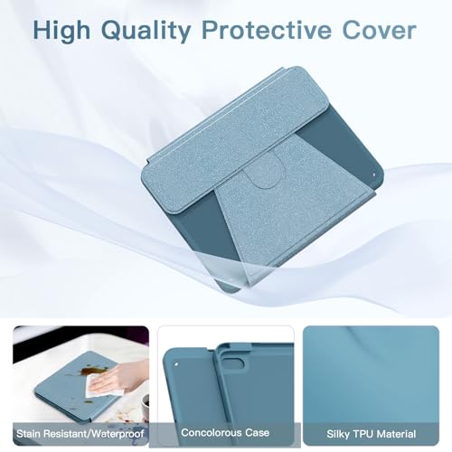 Image of RAYMCRAFT for iPad 11th(A16, 2025) /10th Generation Case with Keyboard, 360 Rotatable Case & Detachable Backlit Keyboard, Precision Cutouts and Pen Holder for iPad A16 11'' /10th 10.9'', Sparkling Blue