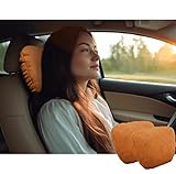 POKSRI Car Neck Pillow for Driving headrests, car headrest Pillows,Universal fit Support Travel Necks Head Rest Vehicle Front Rear Cushion Seats Lying,Multifunctional Adjustable(2 pcs,Brown)