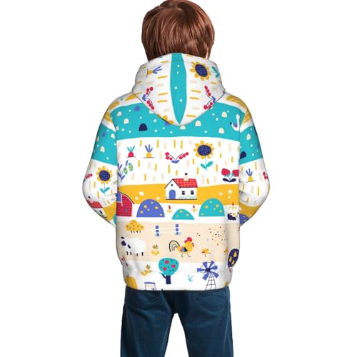 Funny Farm Kid Hoodies Boys Sweatshirts Girls Pullover with Pocket4