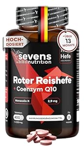 Sevens Nutrition Roter Reishefe + Q10, 400 Tabletten