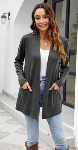 Image of Newchoice Womens Lightweight Long Sleeve Cardigans with Pockets Summer Casual Open Front Sweater Cardigan Duster