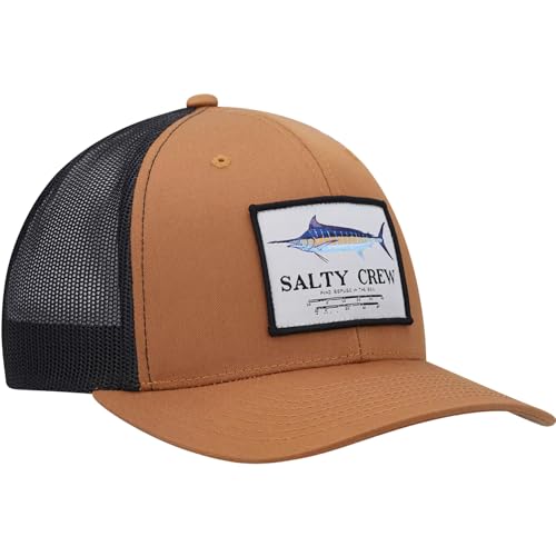 Image of Salty Crew Men's Fish Logo Retro Trucker Hat - Unisex Adjustable Baseball Hat for Adults - Premium Cotton