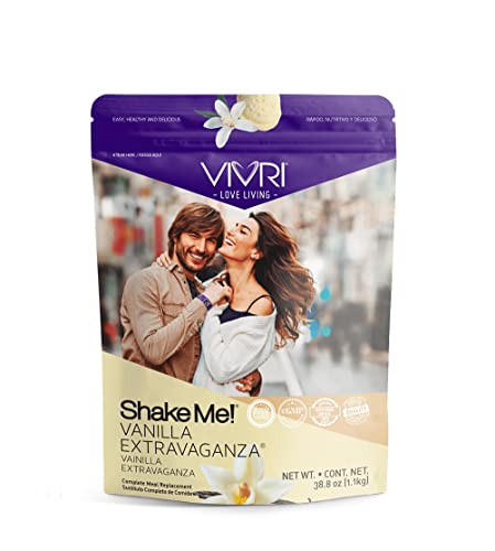 VIVRI Shake Me! Extravaganza Delight Vanilla Flavored Powdered Food, 20 Servings, 45 Essential Nutrients, 23 Vitamins &amp; Minerals, 21g Protein