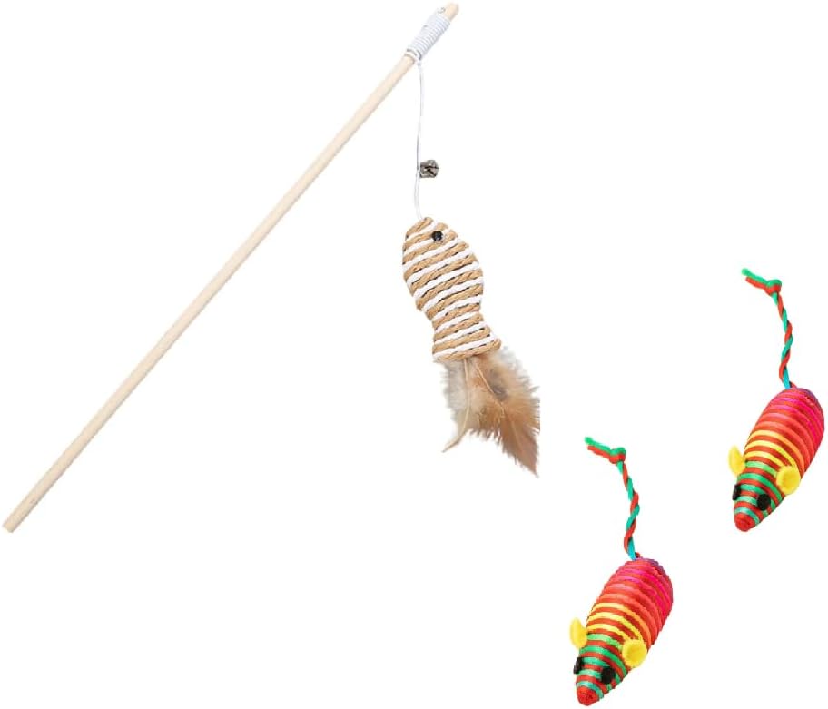 Brinquedo para Gatos, Kit 3 peças com Varinha Interativa e 2 Rati...