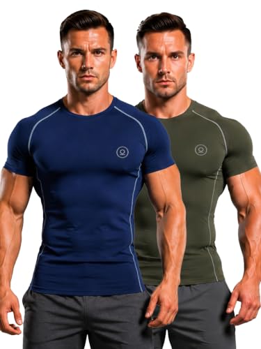 Image of CHKOKKO Men's Compression Gym T-Shirt for Running, Workout, Training, Sports & Activewear | Quick Dry Breathable Stretch Fabric | Body Fit Half Sleeve Athletic Sports Tee for Men