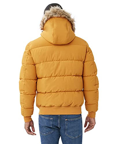 Nautica Men's Puffer Jacket With Removable Hood, Water And Wind Resistant, Citrus, Large #TOP4