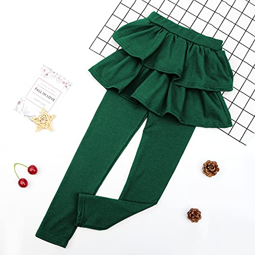 Image of BOOPH Little Girls Leggings with Ruffle Tutu Skirt Kids Uniform Pants | Footless Tights 4-14 Year