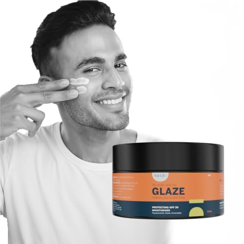 Image of Glaze 2-in-1 Moisturizer Sunscreen SPF 30 for Men - Hyaluronic Acid & Shea Butter - Oily /Dry /Normal Skin - No Whitecast, Non-Greasy - Face & Body Cool Menthol - 100g