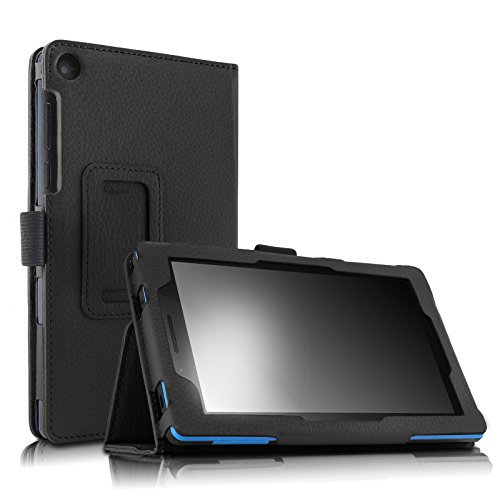INFILAND Tab 3 Essential Case, Folio Premium PU Leather Stand Cover for Tab 3 Essential 7.0 7-Inch Tablet 2016 Release Only, Black