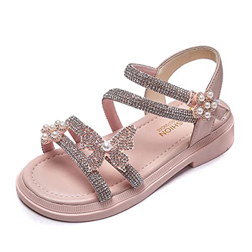 TangDao Little Girls Summer Glitter Gladiator Sandals Rhinestone Open Toe Strappy Dress Flats Sandals Wedding Party Shoes for Toddler Little Kid Big Kid