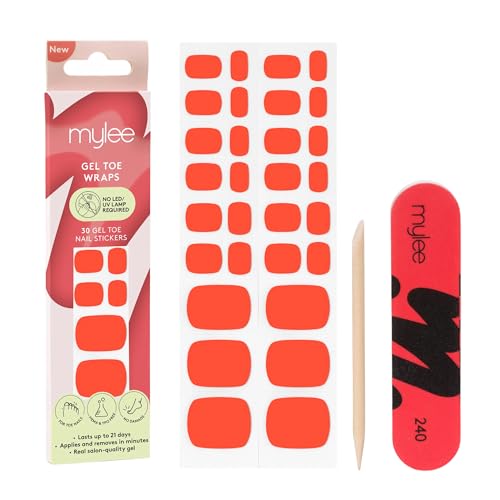 Mylee Gel Toe Wraps – Pedicure in gel vero, senza lampada, fino a 21 giorni di durata, finitura effetto salone, facile applicazione peel and stick, anti-scheggiatura, senza tempi di asciugatura