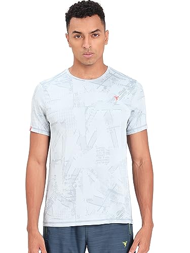 Image of TECHNOSPORT Men Polyester Regular Fit Half Sleeve Jacquard T-Shirt with Double Cool, Quick Dry & Anti Microbial for Sports, Running & Casual Use