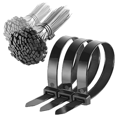 Secwell 150pcs Colliers Nylon de Serrage de Noir 400 mm x 7,6 mm Colliers Plastique Serrage Serres Cables Nylon Autobloquantes pour la Maison le Bureau l'atelier Cover