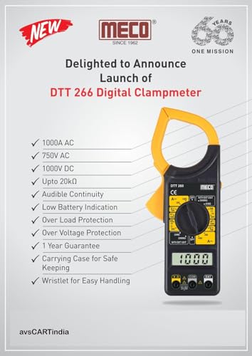 Meco DTT 266_3 ½ Digit 2000 counts 1000A AC Manual ranging Digital Clamp Meter (Black, Yellow 2000 Counts) (B0CLGH5TN3) Amazon Price History, Amazon Price Tracker