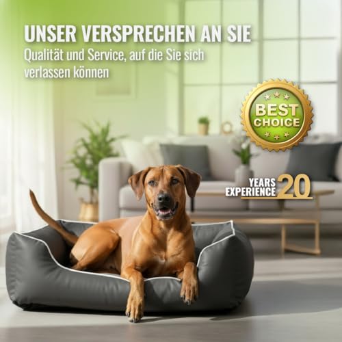 CopcoPet Hundebett mittelgroße Hunde – Waschbares Hundekissen 【Wendebett】 Hundekorb aus Kunstleder - Formstabiles Hundesofa - Hundekörbchen mit erhöhten Rand, Dog Bed Grau 100 x 80 cm