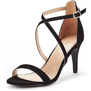 DREAM PAIRS Women's DOLCE Fashion Stilettos Open Toe Pump Heel Sandals 5.5 Black Nubuck