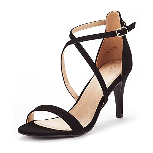 DREAM PAIRS Womens Dolce Fashion Stilettos Open Toe Pump Heel Sandal Black Nubuck - 8