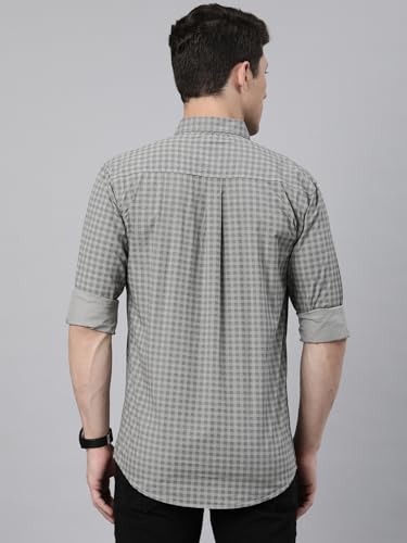 Image of Majestic Man Men Comfort Slim Fit Pure Cotton Tartan Checked Casual Shirt