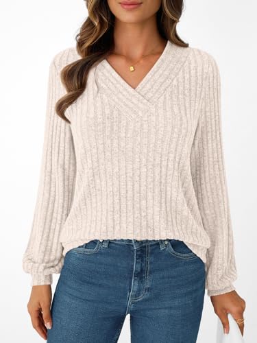 AUTOMET Women Long Sleeve Shirts Fall V Neck Work Tops 2025 Fashion Tunic Sweaters Dressy Casual Winter Blouse Trendy Outfits2