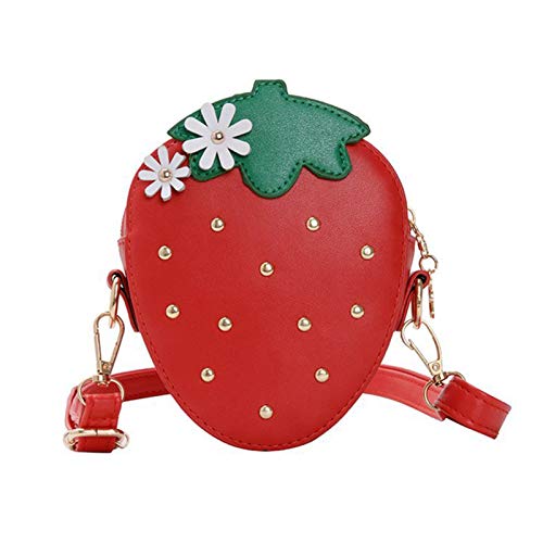 Huaduo Sac à bandoulière pour enfant - Motif fraise - Style européen et américain - Joli sac princesse - Sangle réglable - Pour fille - 2021 Cover