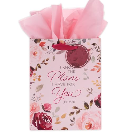 Christian Art Gifts Gift Bag/Tissue Paper Set I Know the Plans Jeremiah 29:11 Bible Verse Medium