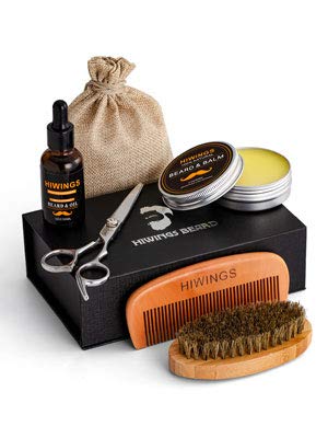 Beard Grooming Kit for Men Gift Set,Beard Care Kit Includes 6 Pieces Beard Tools Best Mustache Growth Sets for Styling & Shaping by Hiwings