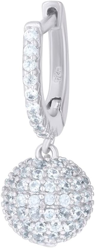 925 Sterling Silver Unisex Cubic Zirconia Ball Endless Dangle Hoop Earrings 19.8x7.1mm Wide Ball Earring for Women