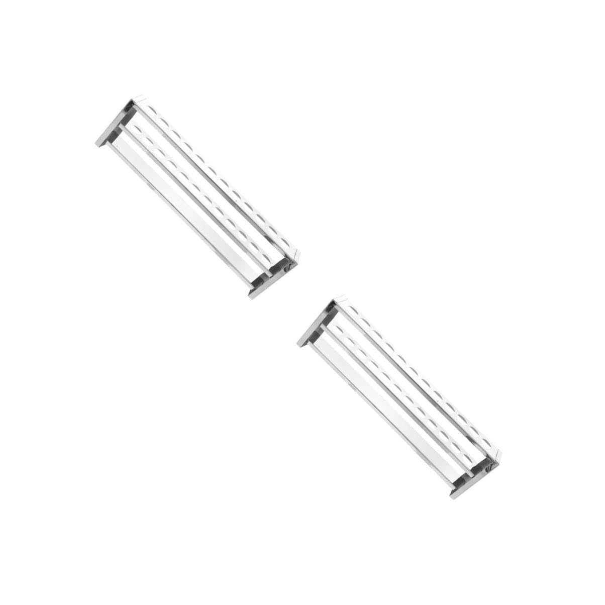 2 Piezas Gradilla tubos frasco estante de tubo de ensayo estante del soporte del tubo titular de tubo de laboratorio portavoz Acero inoxidable Silver