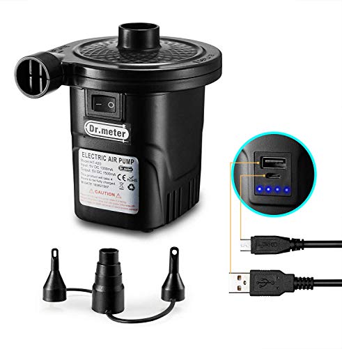 Dr.meter Electric Air Pump, HT-420 Portable Rechargeable Air Pump 4000mAh Quick-Fill Inflator Deflator Air Mattress Pump (Rechargeable Air Pump)