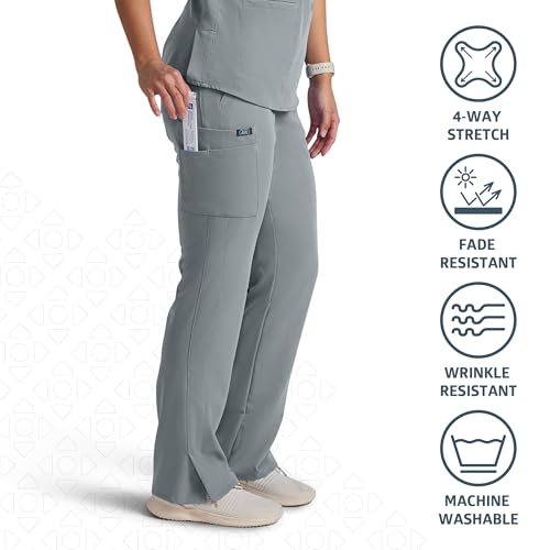 Image of ave. Varick Women's Scrub Pants, Elastic Waistband, 4-Way Stretch Fabric, Fade Resistant, Machine Washable Scrubs, Wrinkle-Resistant, For Nurses & Medical Professionals, (M, Gray)