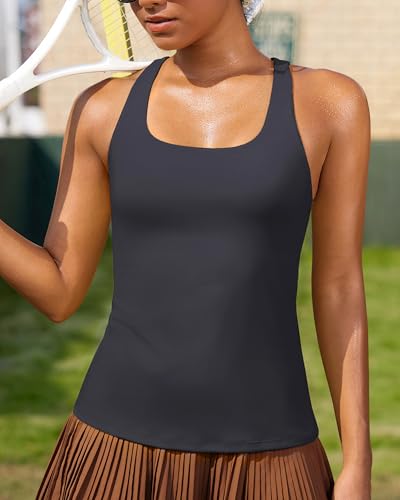 Image of RUNNING GIRL Workout Tops for Women,Racerback Tank Tops with Built in Bras,Padded Sports Bra Yoga Tank Athletic Tops