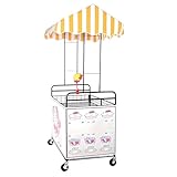 Food Cart with Awning, Mobile Street Food Vendor Carts, Street Booth Vending Trolley, for Sale Cakes/Fruits/Flowers/Thrift, for Market Street Food & Events