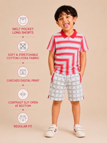 Image of Pilolo Kids Soft Cotton Terry Lycra Adjustable Drawstring Pocket Shorts for Boys