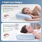 VYLEE Cervical Oreiller de cou pour soulager la douleur, support ergonomique de la mémoire de la mousse de cou avec couverture de refroidissement, oreiller de lit de contour orthopédique pour le dos somnifère, soulage le cou & Tension de l'épaule (bleu)