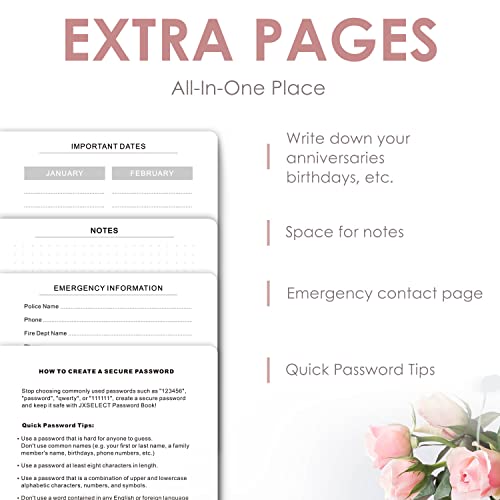 Jxselect Elegant Address Book With Alphabetical Tabs, Hardcover Address Log Book & Password Keeper, With Contacts, Phone Numbers, Birthdays, Anniversaries And Notes Section (5.2X7.7") (Rose Gold) #TOP5