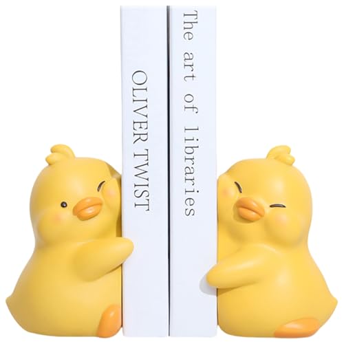 Cute Hug Ducks Decorative Bookends, Unique Book Ends to Hold Books Creative Resin Book Holder Stopper for Home Office Desk Bookshelf Decoration