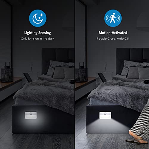 Image of AMIR 12 Pack Motion Sensor Stair Lights for Indoor, Battery-Operated LED Night Light, 40 Lumen 6500K, Cordless Closet Light, Tap Light, Safe Lights for Stairs, Hallway, Bathroom, Cabinet, Kitchen