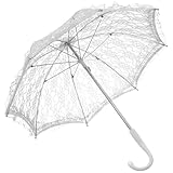 FELTECHELECTR Sombrilla Pequeña de Encaje Blanco para Boda Accesorio Vintage para Fotografía y Complemento de Baile Parasol Ligero y Portátil Adecuado para Sesiones Fotográficas y Decoración