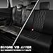 CAR PASS Luxury Faux Leather Rear Bench Car Seat Covers, Waterproof Anti Slip Back Seat Covers, Deluxe Automotive Backseat Cover Universal Fit for Most Cars Sedan SUV Pickup Truck (All Black)
