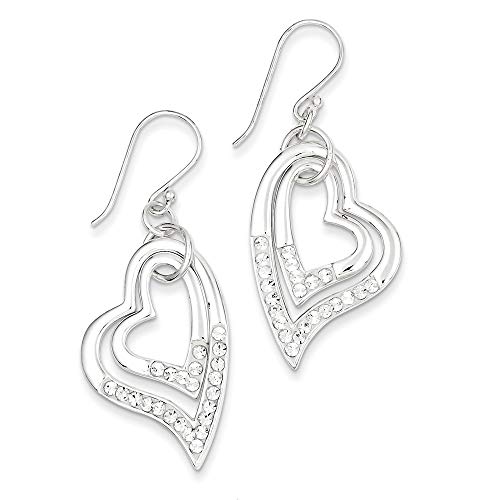 925 Sterling Silver Stellux Crystal Heart Drop Dangle Chandelier Earrings Love Fine Jewelry For Women Gifts For Her