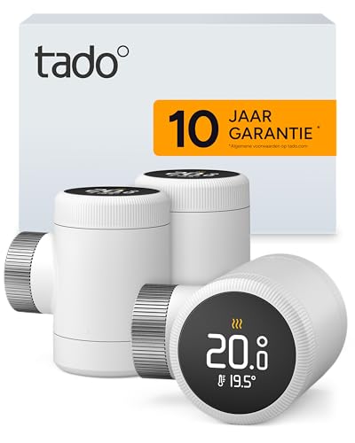 tado° Slimme Radiatorknop X – Trio Pack, verwarming regelen via app en smart speaker (Alexa, Siri, Google Assistant), op energie besparen, zelf installeren