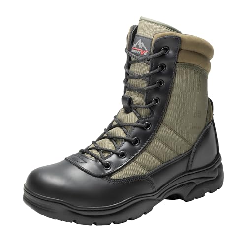 NORTIV 8 Men's Military Tactical Work Boots Side Zipper Leather Motorcycle Combat Boots Trooper(6-8...