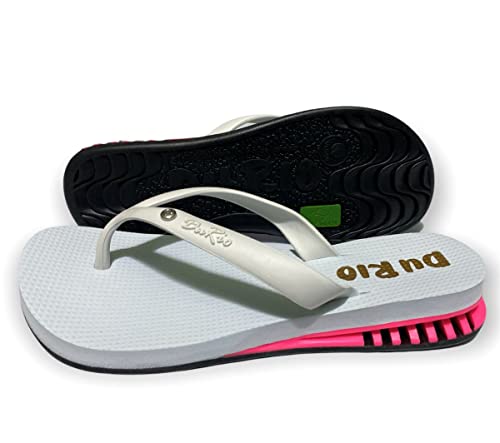 Chinelo Feminino Com Salto DuRio Air Para Esporão Fascite Plantar Ortopédico Vegano (Branco, G, br_f