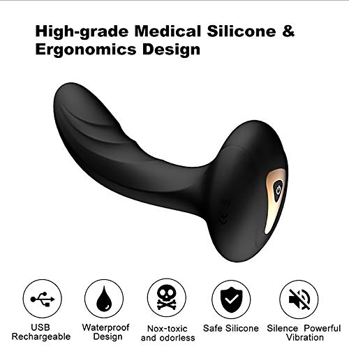 Portable Electric Massager,9 Vibration Modes Prostrate Plug Toy for Man,Made of Waterproof Medical